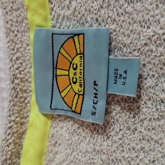 C & C California. Gray & White Sweatshirt Dress; Drop Drawstring Waist.  Size S - Picture 13 of 14